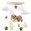 BITOYO Giostrina Culla Neonato in Legno con Dinosauro Addormentato, Baby Campanelli Eolici in Feltro, Nuvole, Stelle e Campane, Decorazione per Cameretta, Regalo per Neonati, Bambini e Bambine