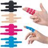 JLFDLLYYZQ 12 PCS Precut Kinesiology Tape per Dita, Tape Sportivo con Design a Tre Strisce di Sostegno, Taping Kinesiologico, Kinesio Tape per Pallavolo, Boulder, Basket, Pallamano(Blu + Nero + Beige + Rosa)