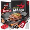 KESSER® Padella in Ghisa Quadrato 26cm ai adatta fornelli a induzione, Grill a Gas e Carbone, Forno | Bistecchiera in ghisa precotta | Inclusi Manici Protettivi, Ricettario e Anello Pulitore