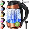 KESSER® 1,8L Bollitore d'acqua in acciaio inossidabile con filtro per tè e filtro anticalcare | Bollitore con illuminazione a LED - Colore in base alla scelta della temperatura 60, 70, 80, 90, 100 °C