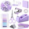 Swpeet Sweet - Set di accessori per ufficio, 9 pezzi, con cucitrice, dispenser per nastro, estrattore per cucitrice, ciglia, forbici, nastro e clip
