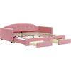 vidaXL Letto da giorno allungabile con cassetti rosa 100x200 cm in velluto