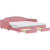 vidaXL Letto da giorno allungabile con cassetti rosa 100x200 cm in velluto