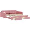 vidaXL Letto da giorno allungabile con cassetti rosa 100x200 cm in velluto