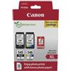 Canon Confezione cartucce d'inchiostro + carta fotografica, CANON PG-545XL nero, CL-546XL colore, alta capacità, per PIXMA TR4550, TS205, MG2555S