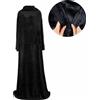 INF Coperta Indossabile Oversize con Maniche e Tasca 150x180cm, Chiusura Regolabile Nero