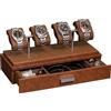 ROTHWELL Cofanetto porta orologi di lusso per 4 orologi - Scatola per orologi in pelle con coperchio in acrilico e cuscini estraibili - Cassetto accessori con configurazioni multiple (Marrone/Tan)