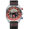 Naviforce Orologio da polso da uomo, alla moda, sportivo, militare, quadrato, quadrante grande, impermeabile, cronografo con lancette luminose, cinturino in pelle, Nero (SILVER)