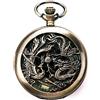 BOSHIYA Steampunk - Orologio da tasca meccanico a forma di lettere romane con catena Drago e Fenice Bronzo