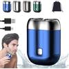 Oueet Mini rasoio tascabile da uomo, mini rasoio elettrico compatto, ricaricabile e impermeabile, ricaricabile tramite USB, mini rasoio elettrico portatile, rasoio a doppia testa (blu)