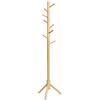 IBUYKE Appendiabiti in Legno, Ingresso Hall Albero con 3 Gambe in Legno per Cappello, Vestiti, Borsa, Sciarpe, Ombrello (8 Ganci) Montaggio Facile Colore del Legno RF-1193