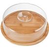 HaloModora Alzata rotonda in legno da 25,4 cm, con coperchio a cupola trasparente, per dessert
