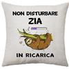 Aconesong Zia Regali Divertenti da Nipote - Cuscino Copricuscino Donna, Festa Mamma, Compleanno, Natale - Non Disturbare Ricarica, 45x45 CM