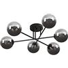 Emibig BRENDI Lampada da soffitto semi-incasso a braccio multibraccio nero con paralumi in vetro grafite, 6x E14