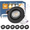 wowatt Faretti LED da Incasso per Cartongesso Nero Dimmerabili 3CCT 6W | 640LM Faretti LED Soffitto Orientabili Regolabile Calda 3000K Naturale 4000K Fredda 6000K, IP44 Faretto Foro 68mm, Set da 6