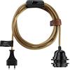 Hoopzi Bala Lampada Decorativa da Appendere, Fissare o Avvolgere | Cavo elettrico in tessuto da 4,5 m, portalampada E27, spina e interruttore, sospensione, colore ottone