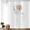 ASDCXZ Tenda da doccia in stile bohémien, 120 x 180 cm, moderna, arte astratta, minimalismo, per ragazza, corpo, curva, fiori, foglie, lavabile, tenda da doccia in tessuto impermeabile, con
