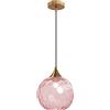 MZStech Globo in vetro Rosa da 20 cm Lampada a sospensione con base in bronzo dorato e sfera in vetro Lampada da soffitto sospesa per isola cucina Sala da pranzo e comodino (Rosa)
