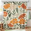 Hopomoon Tenda da doccia boho 180x180 cm Motivo floreale astratto con foglie in terracotta e verde salvia Resistente all'acqua Stampa floreale moderna per il bagno