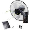 Generic Ventilatore Solare Oscillante da Parete da 16 Pollici, per Interni Ed Esterni, con Telecomando, 5 Pale, 3 velocità, Timer E Inclinazione Regolabile - Include Pannello Solare E Adattatore di