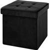 IlGruppone Pouf Contenitore In Velluto Quadrato Moderno Panca Cassapanca Soggiorno Panchina Per Ingresso Scarpiera Sgabello Panca Moderna - Nero