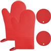 AUAUY Guanti da Forno e Presine da Cucina, Guanti da Forno Impermeabili | in Silicone, 446°F Antiscivolo Guanti Resistenti al Calore, Guanti da Cucina Lunghi, per Cucinare, Barbecue, Rosso