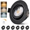 Bojim Faretti da Incasso LED Dimmerabili, IP44, 7W, Metallo Nero