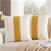DakTou Copricuscini Divano 45×45 cm 2 Pezzi Bianco Giallo Senape, Fodere Cuscini Boho in Cotone con Pizzo Uncinetto Decorativo, Cuscini Decorativi Naturali per Soggiorno Camera Letto Stile Rustico Moderno
