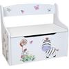 Teorema Giocattoli, Cassapanca Porta Giochi Bambini, Panca Contenitore 2 in 1 con Schienale, Baule in Legno con Coperchio di Sicurezza per Cameretta, Design Animali