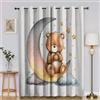 BSYYZQC Tende per Interni Orso Tenda Camera da Letto 3D Luna Tende Oscuranti Termiche Isolanti Con Occhielli 2 Pezzi L 140 x A 260 cm Per Soggiorno Cucina Decorazione Casa