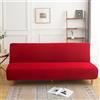 Generic Copridivano Senza Braccioli 2/3 Posti Tinta Unita Elasticizzato Antimacchia Fodera per Divano Letto Antiscivolo Lavabile Clic Clac Pieghevole Letto Copridivano(Rosso,160-190cm)