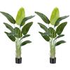Keeplush Pianta Artificiale Uccello del Paradiso 150cm Alta, Piante Finte da Interno Grandi Finta con 10 Foglie Albero di Banano Artificiale Per Interni Esterno Soggiorno Ufficio Giardino Dec（2 PACK）