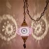 DEMMEX Lampada a sospensione a mosaico turco marocchino, lampada da soffitto con catena da 4,5 metri e spina, fatta a mano, prodotta in Turchia, Blu-Bianco
