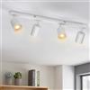 wowatt Faretti Soffitto Orientabili 4 Luci Gu10 LED Bianco Senza Lampadina | Lampadario Faretti Orientabili Interno Barra Plafoniera LED Soffitto Moderna per Soggiorno, Cucina, Corridoio, Salotto, Bagno