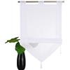SIMPVALE Tenda a Pacchetto Finestre, Bianco 45 x 140 cm Tende Romana, Tende per Interni in Voile Trasparente con Decorazione con Nappe per Cucina, Bagno, Balcone