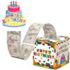 Pup Go Happy Birthday - Salvadanaio fai da te, 2 adesivi fai da te con numeri 0-9, 50 sacchetti trasparenti per soldi, grazioso porta soldi, idea regalo creativa a sorpresa (bianco)