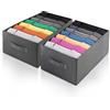 FralEcoPlus 2 Pezzi Organizer Armadio Salvaspazio - Cassettiera Pieghevole con 7 Scomparti, Contenitori per Armadio, Organizzatore per T-Shirts, Jeans, Pantaloni e Camicie - Pratico e Resistente, 25 x 36 x 20 cm