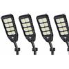 Generico Lampioni Solari LED da Esterno con Sensore Movimento PIR, 144 LED, IP65 Impermeabile, Telecomando Wireless e 3 Modalità Luce - Illuminazione Stradale Solare per Giardino, Cortile (Set 4 Pezzi)