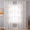 MIULEE Tende per Interni con Ricami a Foglie Bianche e Lino 140x200 cm | 2 Pezzi Voile Tenda Finestra Interno Salotto, Moderne Tenda Trasparente Fantasia Tende Camera da Letto Soggiorno Occhielli