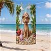 Generic Telo mare estivo con cane barboncino per uomini, donne e adulti, 76 x 152 cm, motivo cucciolo di palma costiera, sottile, ad asciugatura rapida, grande asciugamano per viaggi, piscina tropicale