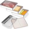 YIYAXIN 4Pcs Contenitori Alimenti Acciaio Inox con Coperchio, Scatola Affettare Contenitori Pasta Pancetta, Contenitore Formaggio Organizer Frigo Vassoio Carne Fresca Frigorifero per Insalata, Frutta, Picnic