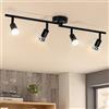 wowatt Faretti LED da soffitto Nero orientabili, Lampada da salotto 4 Luci GU10, Lampadario Camera Letto Moderno, Lampadario Cucina, Lampada Plafoniera Bagno, Bianco Caldo 2800K 5W 420LM RA82 IP20