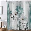 Hnmdmyi Tenda da doccia Fiori di fattoria 120x200, Rustico Turchese Fiori Margherita e Farfalla su tavola di legno di campagna Poliestere Impermeabile Tessuto Lavabile Tenda da bagno con Gancio