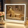 LuxeVue Specchio cosmetico con luci, 58,4 x 48,3 cm, grande specchio per il trucco con 3 modalità di colore e luminosità regolabile, ingrandimento 15x staccabile, controllo Smart Touch, plug in