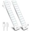 Generico Luce Armadio LED con Sensore di Movimento, 23cm, 1000mAh/36 LED/4 Modalità Lampada Guardaroba, Luce da Esposizione USB Ricaricabile per Cucina, Scale, Corridoio - 2 Pezzi