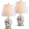 JONATHAN Y JYL3005A-SET2 Lampade da Tavolo Penelope 56 cm Chinoiserie Lampada da Tavolo Classica,Cottage,Tradizionale,per Camera da Letto, Soggiorno, Ufficio, Tavolino, Blu, Bianco , Set da 2