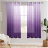 Hiasan Sheer - Tenda decorativa con occhielli, in voile, per camera da letto e soggiorno, 175 cm x 140 cm (A x L), set da 2 pezzi, colore: Bianco/Viola