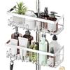 HouseUp Mensola Doccia, Per Asta Doccia da 18 mm a 25 mm, Porta Shampoo con Gancio