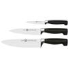 ZWILLING Four Star set di coltelli da cicoma 3 pezzi, acciaio speciale inox, nero, Made in Germany