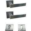 effedielle® Maniglia per Porta Completa Interno ed Esterno, con Molla di Ritorno, Disponibile in Diversi Modelli e Colori, viti di fissaggio comprese (Cromo Satinato, Quadrata foro cilindro)